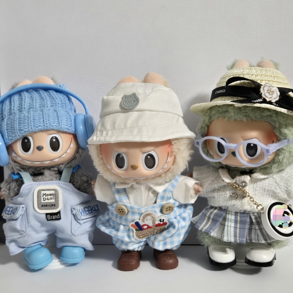 14pcs - 3 complete Labubu Fashion Outfits & Clothes & Shoes - Dolls not included